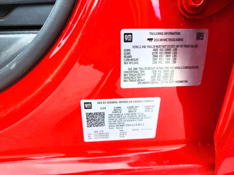 61148036 :رقم المزاد ، 2GC4KME78S1143651 vin ، 2025 Chevrolet Silverado مزاد بيع