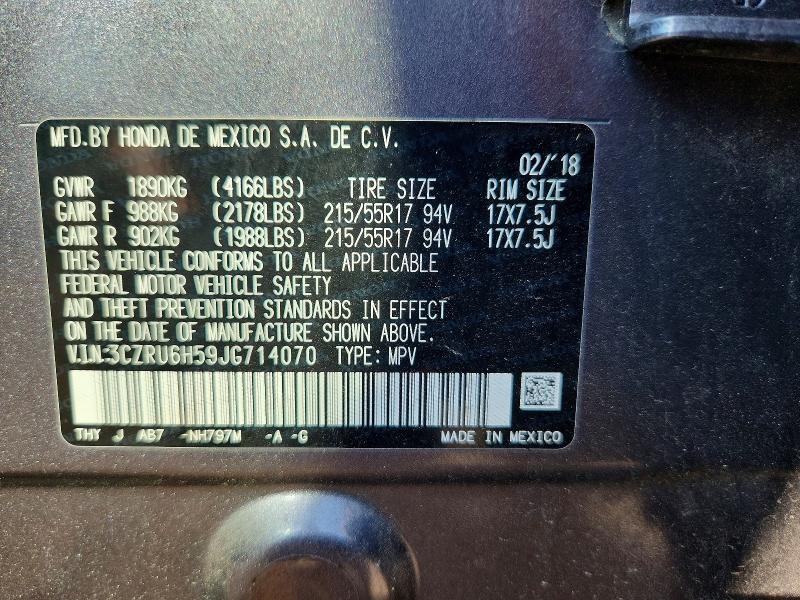 Продажа на аукционе авто 2018 Honda Hr-v, vin: 3CZRU6H59JG714070, номер лота: 59871566