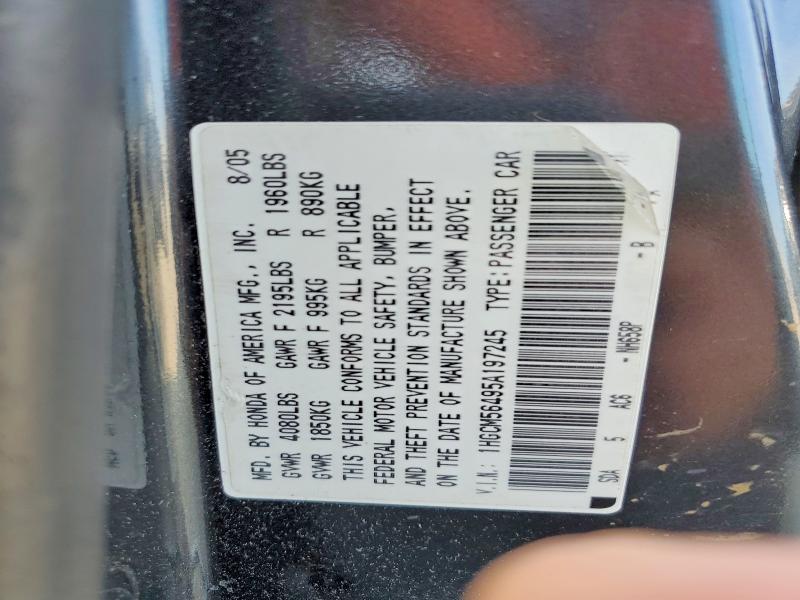 61878706 :رقم المزاد ، 1HGCM56495A197245 vin ، 2005 Honda Accord مزاد بيع