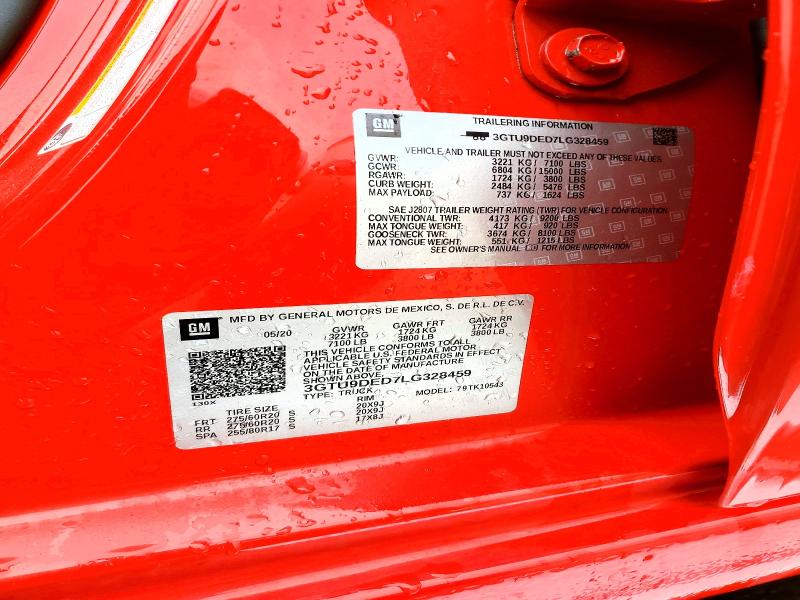 Aukcja sprzedaży 2020 Gmc Sierra, vin: 3GTU9DED7LG328459, numer aukcji: 62985796