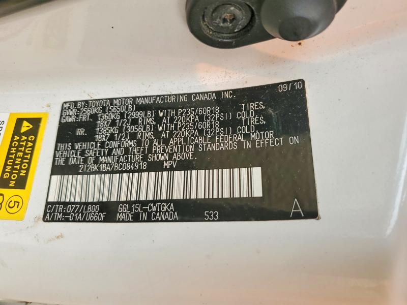 Aukcja sprzedaży 2011 Lexus Rx, vin: 2T2BK1BA7BC084918, numer aukcji: 60648976