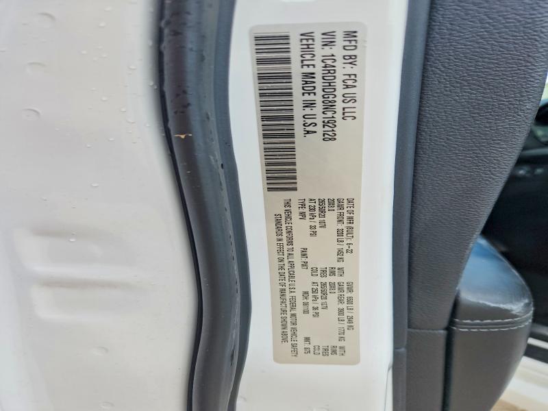 61533886 :رقم المزاد ، 1C4RDHDG8NC192128 vin ، 2022 Dodge Durango مزاد بيع