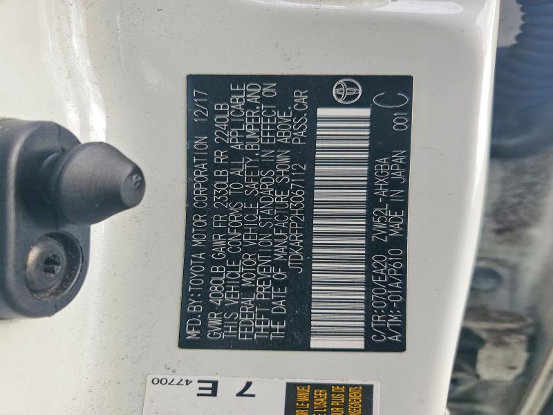 61794476 :رقم المزاد ، JTDKARFP2H3067112 vin ، 2017 Toyota Prius Prime مزاد بيع