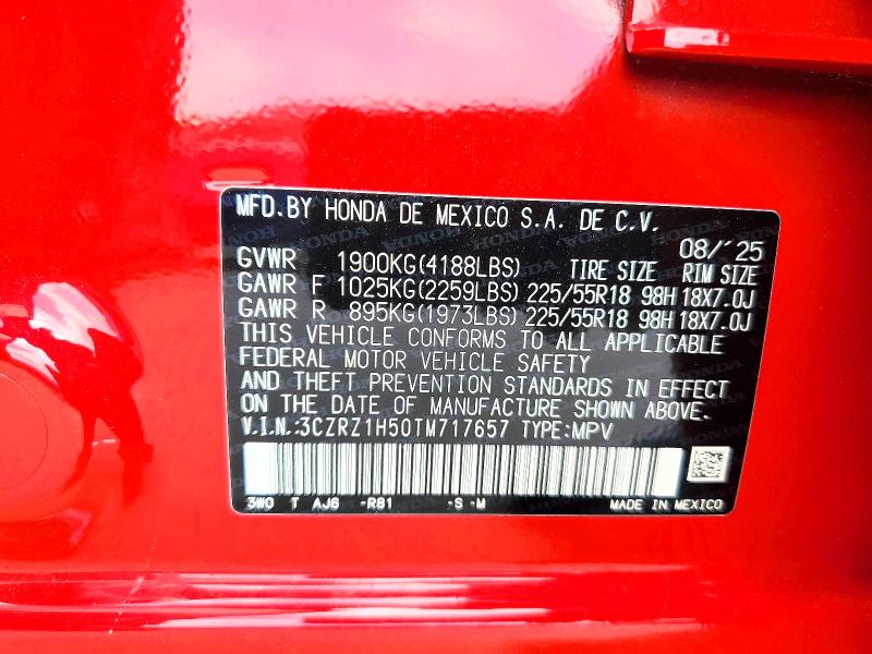 Aukcja sprzedaży 2026 Honda Hr-v, vin: 3CZRZ1H50TM717657, numer aukcji: 61606426