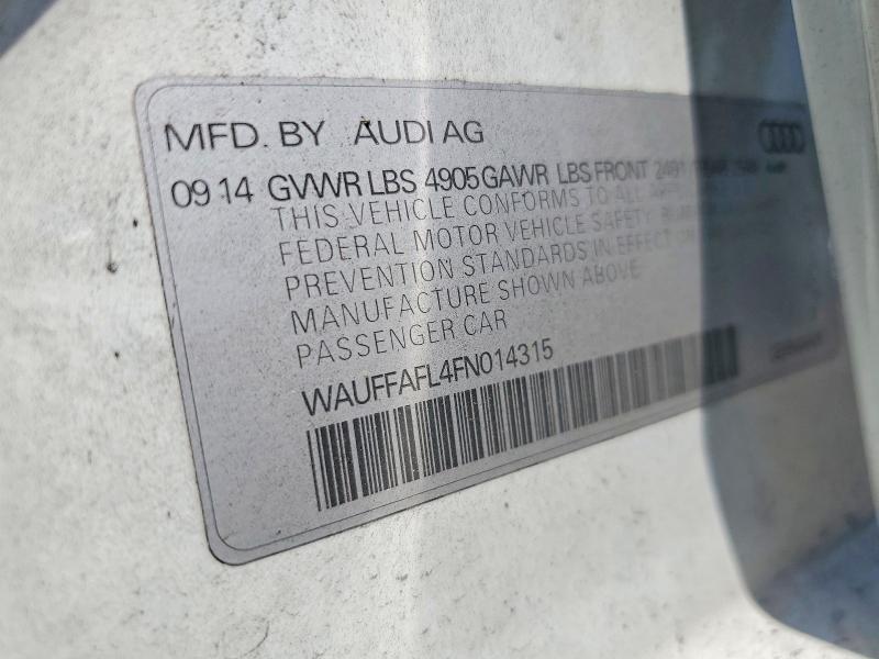 2015 Audi A4 მანქანა იყიდება აუქციონზე, vin: WAUFFAFL4FN014315, აუქციონის ნომერი: 59333516