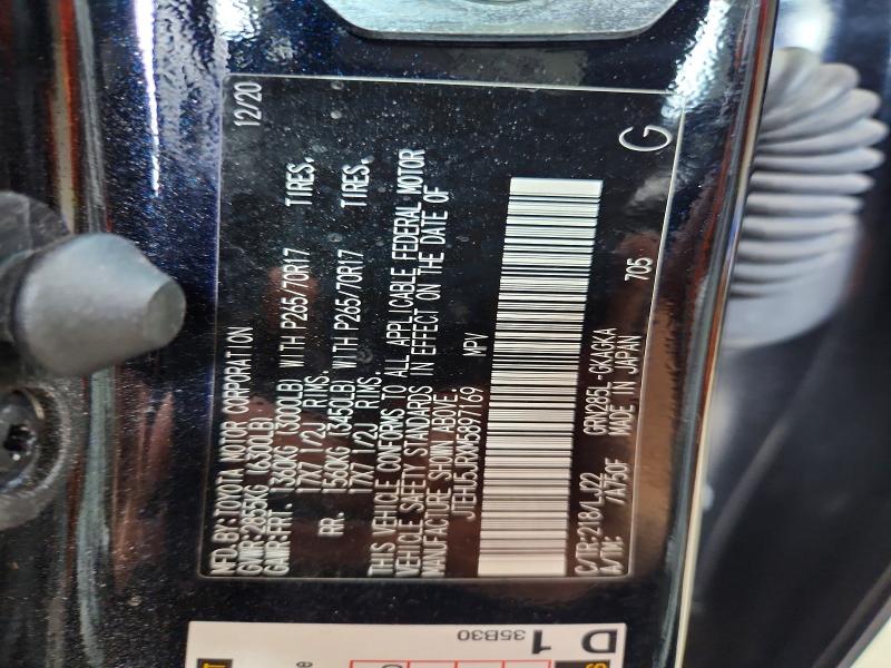 Aukcja sprzedaży 2021 Toyota 4runner, vin: JTEHU5JRXM5897169, numer aukcji: 62159386