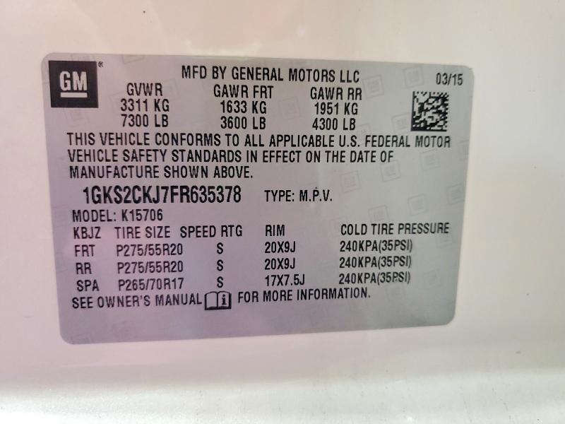 Продажа на аукционе авто 2015 Gmc Yukon, vin: 1GKS2CKJ7FR635378, номер лота: 63165986