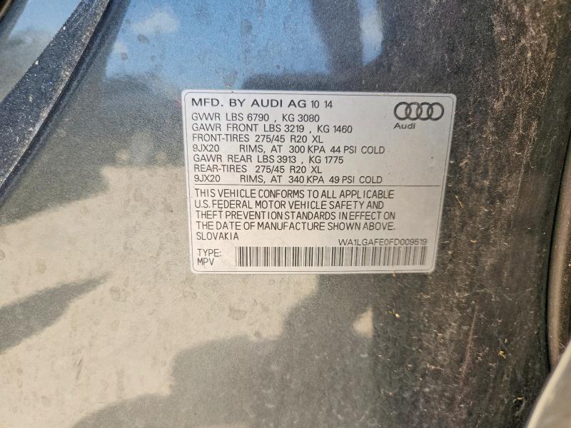 Aukcja sprzedaży 2015 Audi Q7, vin: WA1LGAFE0FD009519, numer aukcji: 62022626