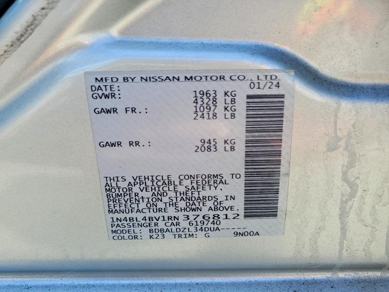 Продаж на аукціоні авто 2024 Nissan Altima, vin: 1N4BL4BV1RN376812, номер лоту: 63436936