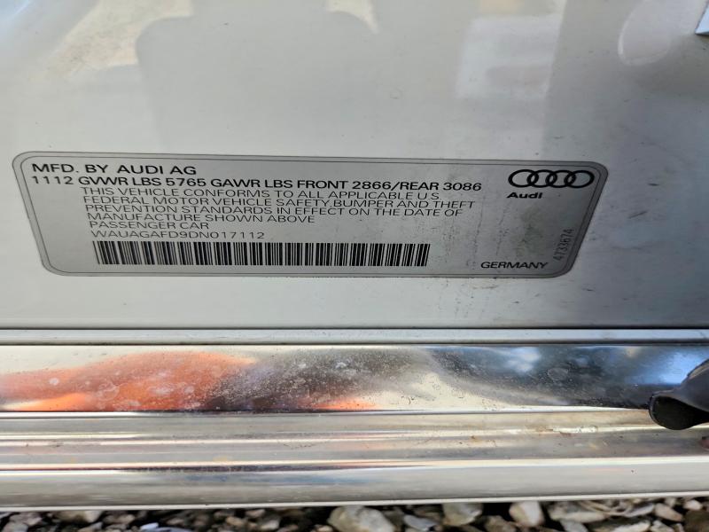 59338356 :رقم المزاد ، WAUAGAFD9DN017112 vin ، 2013 Audi A8 مزاد بيع