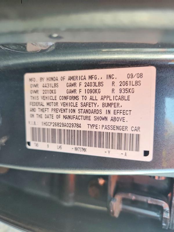 Aukcja sprzedaży 2009 Honda Accord, vin: 1HGCP26829A029784, numer aukcji: 85634525