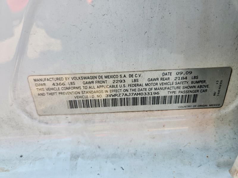 Продажа на аукционе авто 2010 Volkswagen Jetta, vin: 3VWRZ7AJ7AM033196, номер лота: 60933616