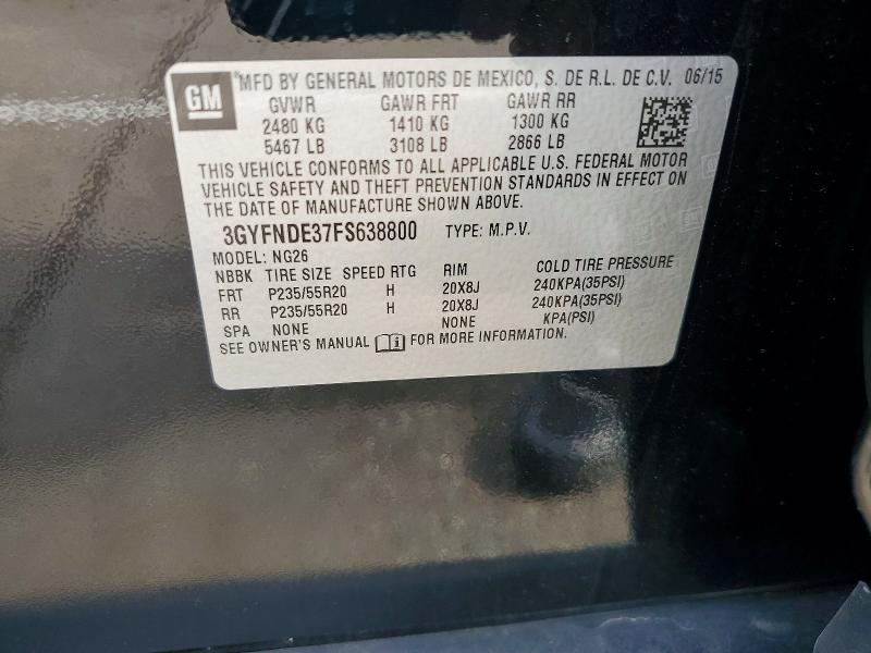 60022376 :رقم المزاد ، 3GYFNDE37FS638800 vin ، 2015 Cadillac Srx مزاد بيع