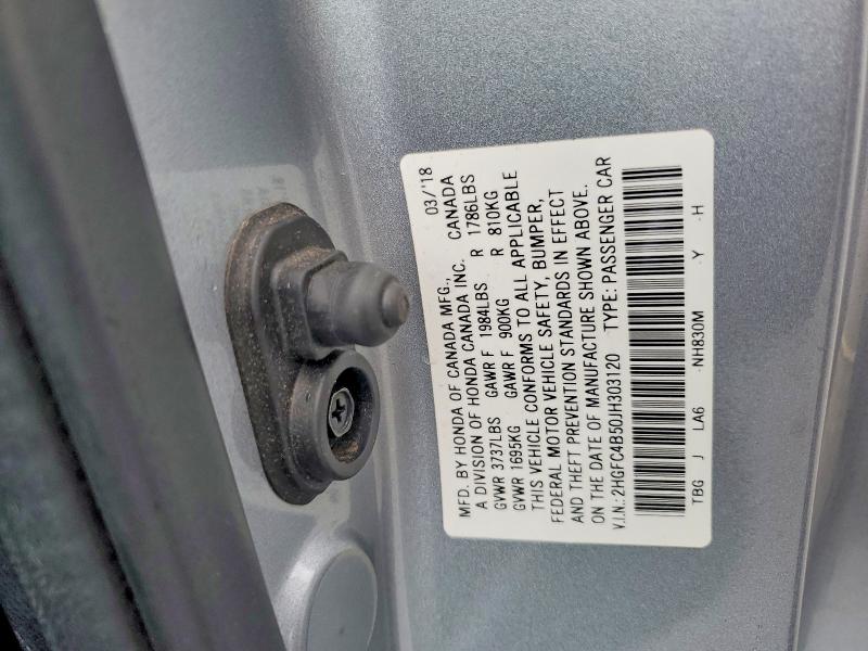 Продаж на аукціоні авто 2018 Honda Civic, vin: 2HGFC4B50JH303120, номер лоту: 60642866
