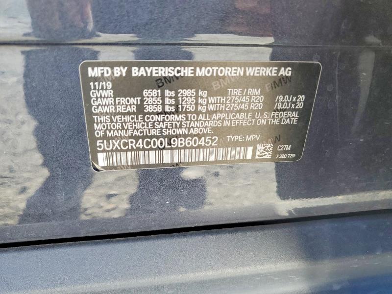 59627596 :رقم المزاد ، 5UXCR4C00L9B60452 vin ، 2020 Bmw X5 مزاد بيع