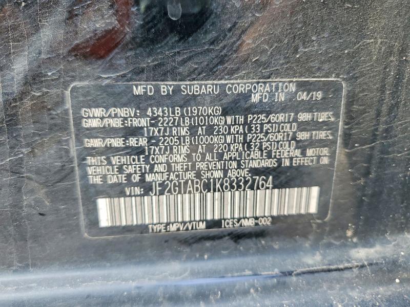 Продаж на аукціоні авто 2019 Subaru Crosstrek, vin: JF2GTABC1K8332764, номер лоту: 61255766