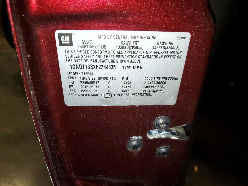 60012926 :رقم المزاد ، 1GNDT13SX62344435 vin ، 2006 Chevrolet Trailblazer مزاد بيع