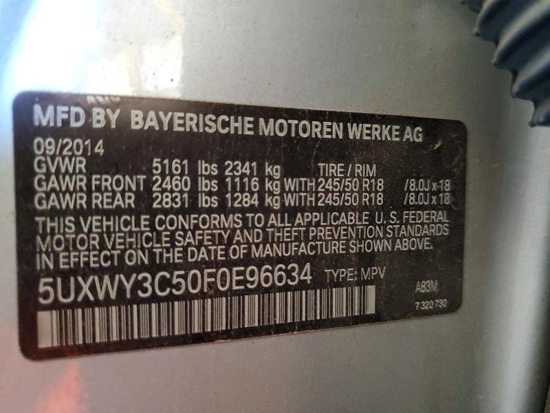 Aukcja sprzedaży 2015 Bmw X3, vin: 5UXWY3C50F0E96634, numer aukcji: 62255666
