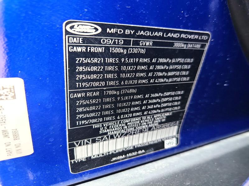 Продаж на аукціоні авто 2020 Land Rover Range Rover Sport, vin: SALWZ2RE9LA898664, номер лоту: 60262096