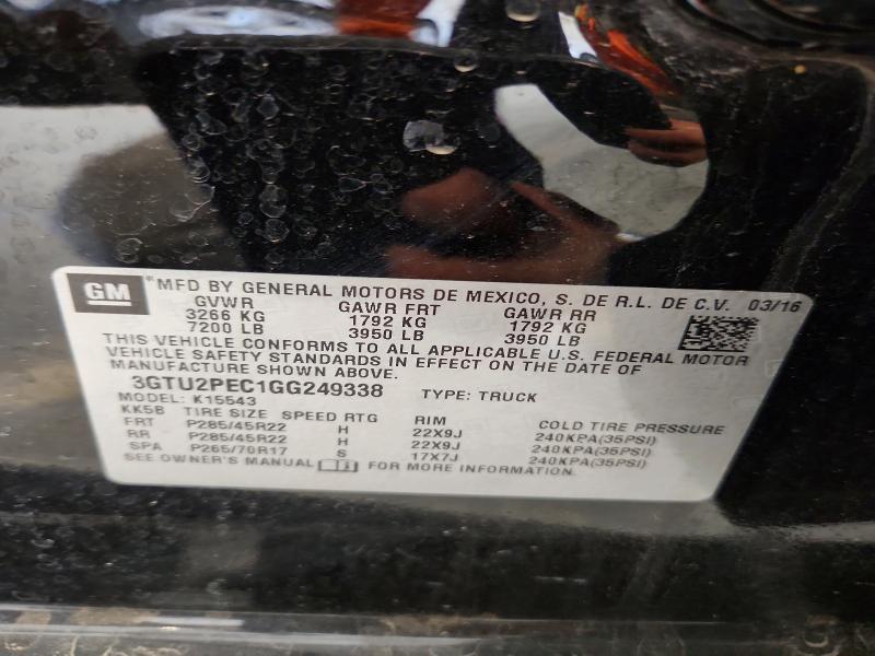 60809636 :رقم المزاد ، 3GTU2PEC1GG249338 vin ، 2016 Gmc Sierra مزاد بيع