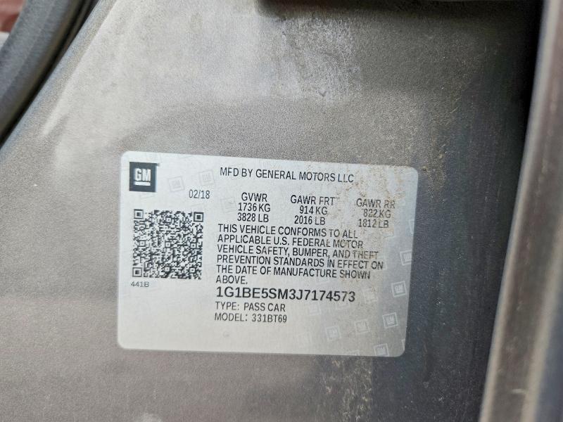 Aukcja sprzedaży 2018 Chevrolet Cruze, vin: 1G1BE5SM3J7174573, numer aukcji: 59276896