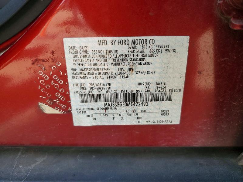 62048126 :رقم المزاد ، MAJ3S2GE0MC422493 vin ، 2021 Ford Ecosport مزاد بيع