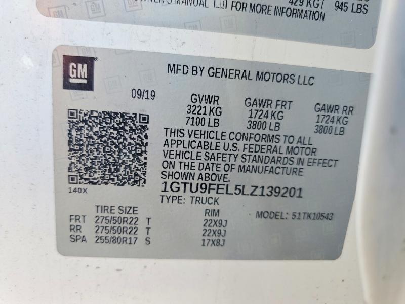 Продажа на аукционе авто 2020 Gmc Sierra, vin: 1GTU9FEL5LZ139201, номер лота: 61033956