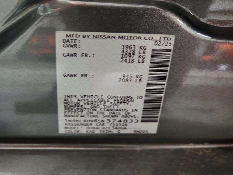 62448156 :رقم المزاد ، 1N4BL4DV6SN374833 vin ، 2025 Nissan Altima مزاد بيع
