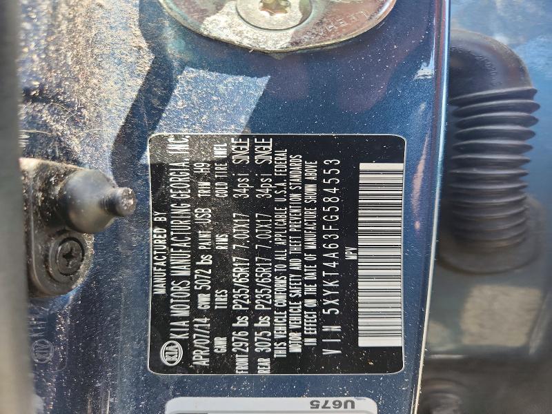 Aukcja sprzedaży 2015 Kia Sorento, vin: 5XYKT4A63FG584553, numer aukcji: 61688336