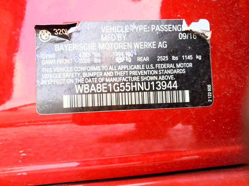 Aukcja sprzedaży 2017 Bmw 320, vin: WBA8E1G55HNU13944, numer aukcji: 59792946