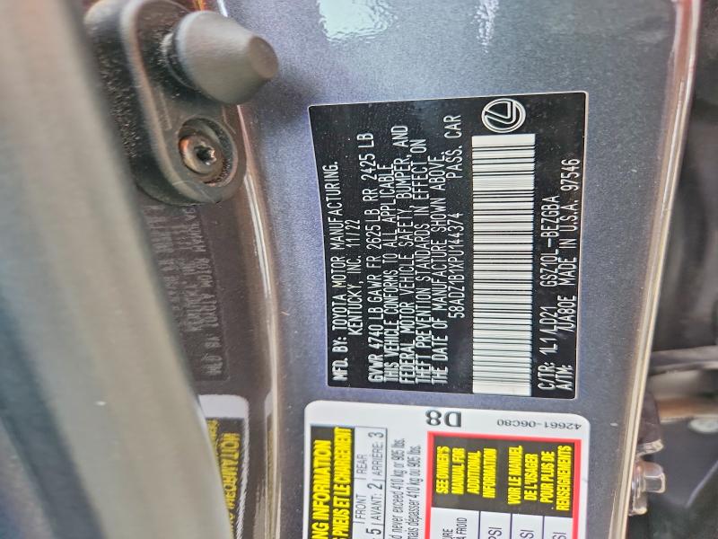 60749016 :رقم المزاد ، 58ADZ1B1XPU144374 vin ، 2023 Lexus Es 350 مزاد بيع