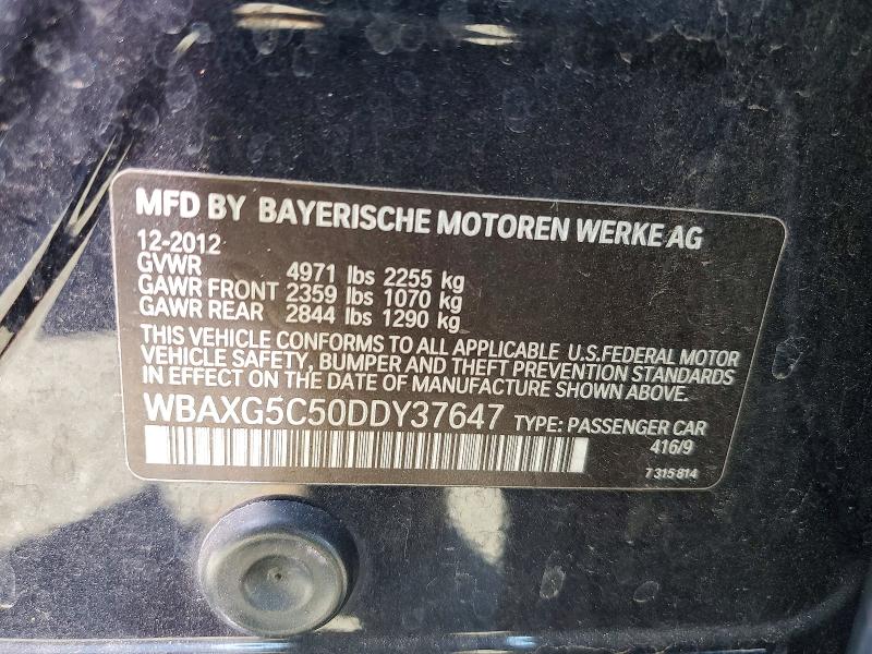 Продаж на аукціоні авто 2013 Bmw 528, vin: WBAXG5C50DDY37647, номер лоту: 62355176