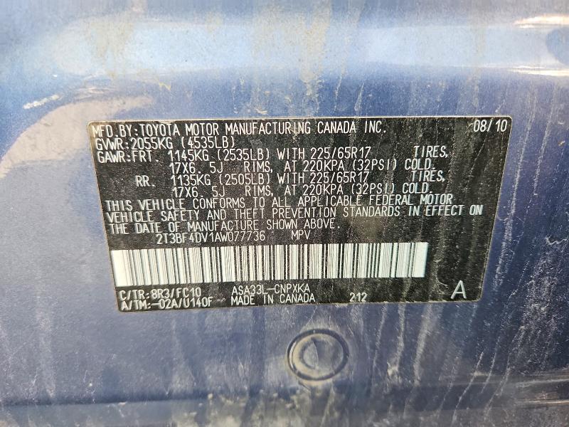 Продаж на аукціоні авто 2010 Toyota Rav4, vin: 2T3BF4DV1AW077736, номер лоту: 61134006