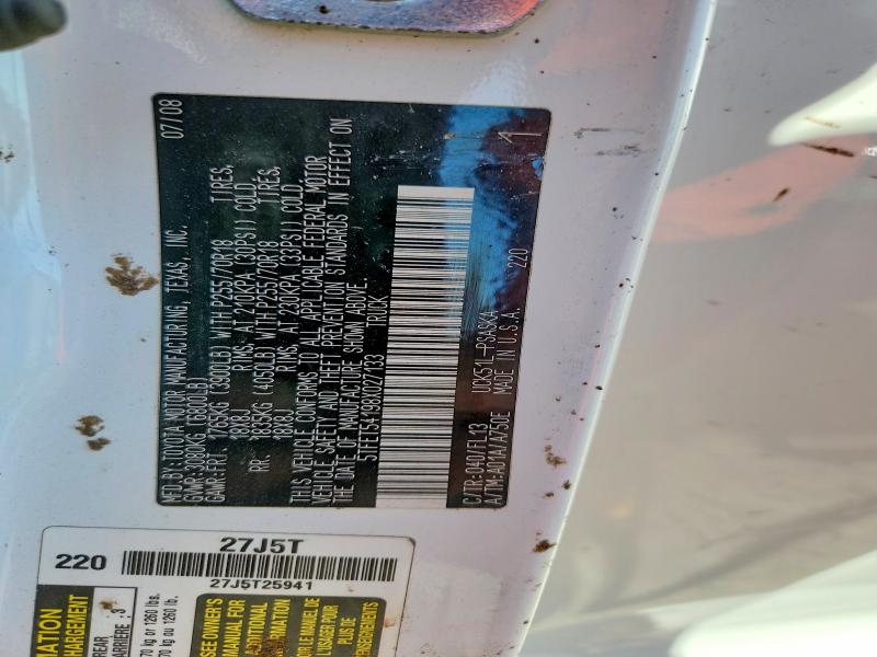 59829946 :رقم المزاد ، 5TFET54198X027133 vin ، 2008 Toyota Tundra مزاد بيع