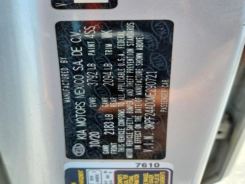 61011066 :رقم المزاد ، 3KPF24AD0ME290721 vin ، 2021 Kia Forte مزاد بيع