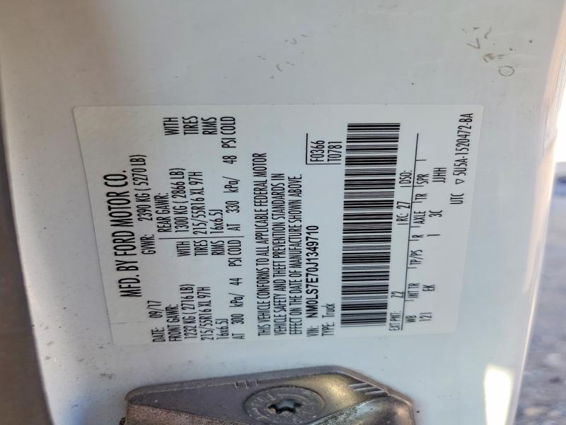 2018 Ford Transit Connect მანქანა იყიდება აუქციონზე, vin: NM0LS7E70J1349710, აუქციონის ნომერი: 60600786
