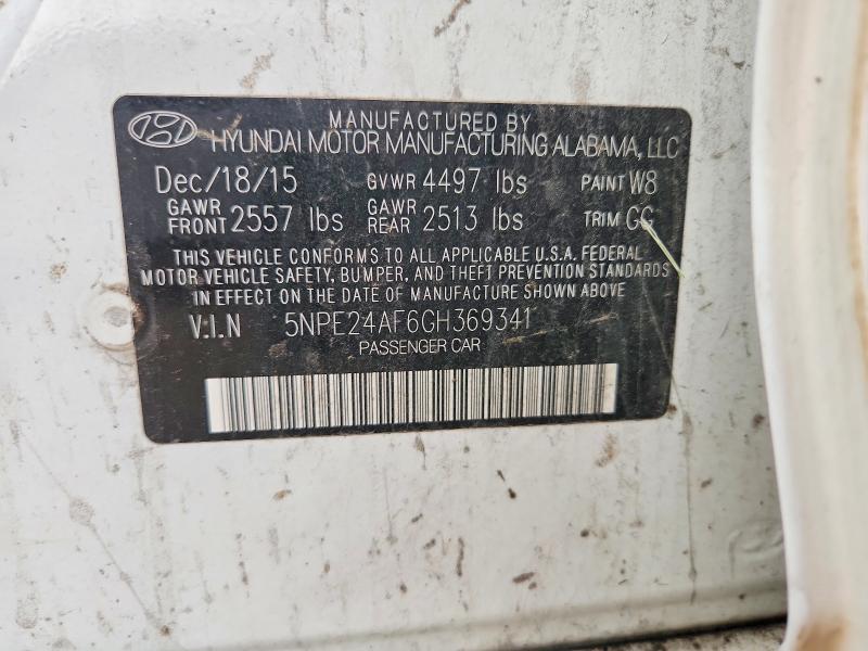 61892866 :رقم المزاد ، 5NPE24AF6GH369341 vin ، 2016 Hyundai Sonata مزاد بيع
