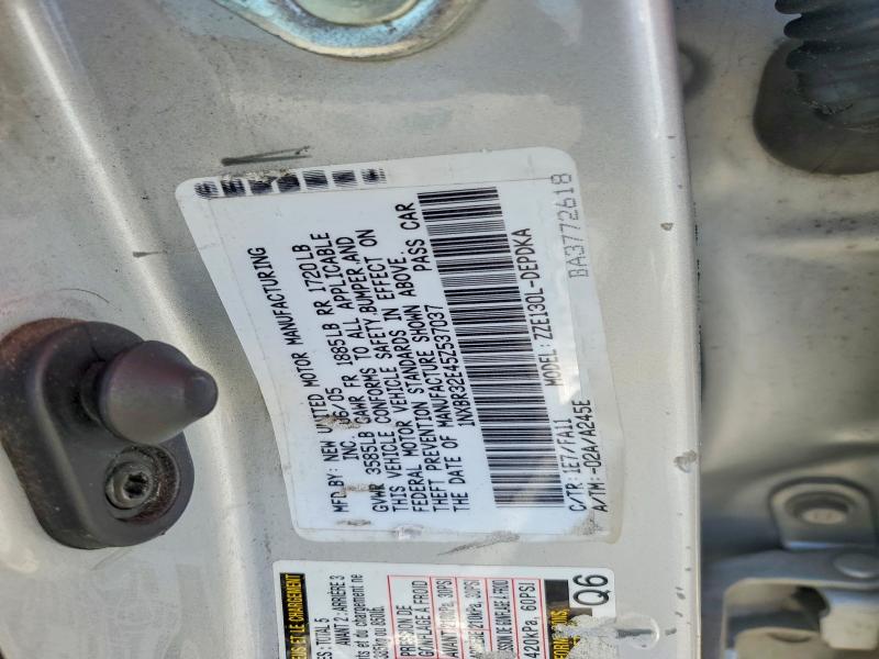 59876696 :رقم المزاد ، 1NXBR32E45Z537037 vin ، 2005 Toyota Corolla مزاد بيع