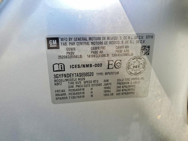 Продажа на аукционе авто 2010 Cadillac Srx, vin: 3GYFNDEY7AS658520, номер лота: 60670646