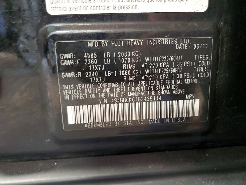 Продаж на аукціоні авто 2011 Subaru Outback, vin: 4S4BRCKC1B3435114, номер лоту: 62832476