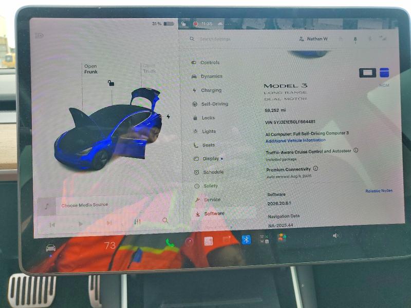 Продаж на аукціоні авто 2020 Tesla Model 3, vin: 5YJ3E1EB0LF664481, номер лоту: 63240656