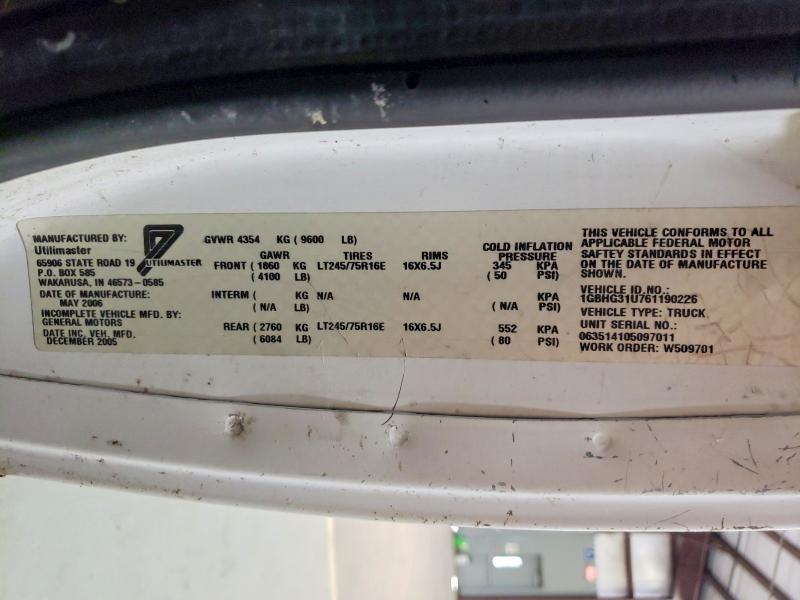 Продаж на аукціоні авто 2006 Chevrolet Express G3500, vin: 1GBHG31U761190226, номер лоту: 60802996