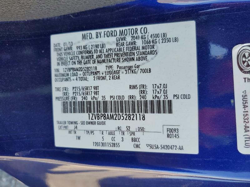 63335756 :رقم المزاد ، 1ZVBP8AM2D5282118 vin ، 2013 Ford Mustang مزاد بيع