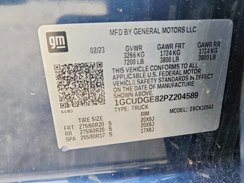 2023 Chevrolet Silverado მანქანა იყიდება აუქციონზე, vin: 1GCUDGE82PZ204589, აუქციონის ნომერი: 60374966
