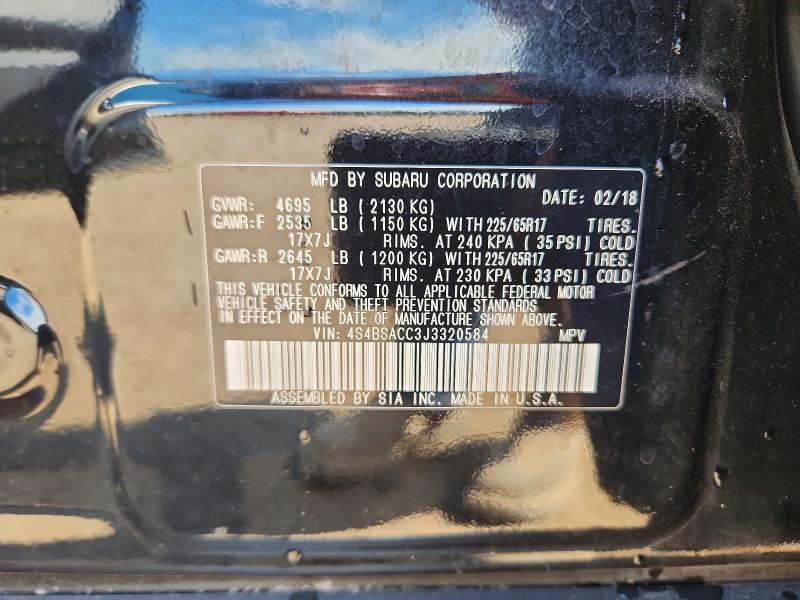 Aukcja sprzedaży 2018 Subaru Outback, vin: 4S4BSACC3J3320584, numer aukcji: 60417716
