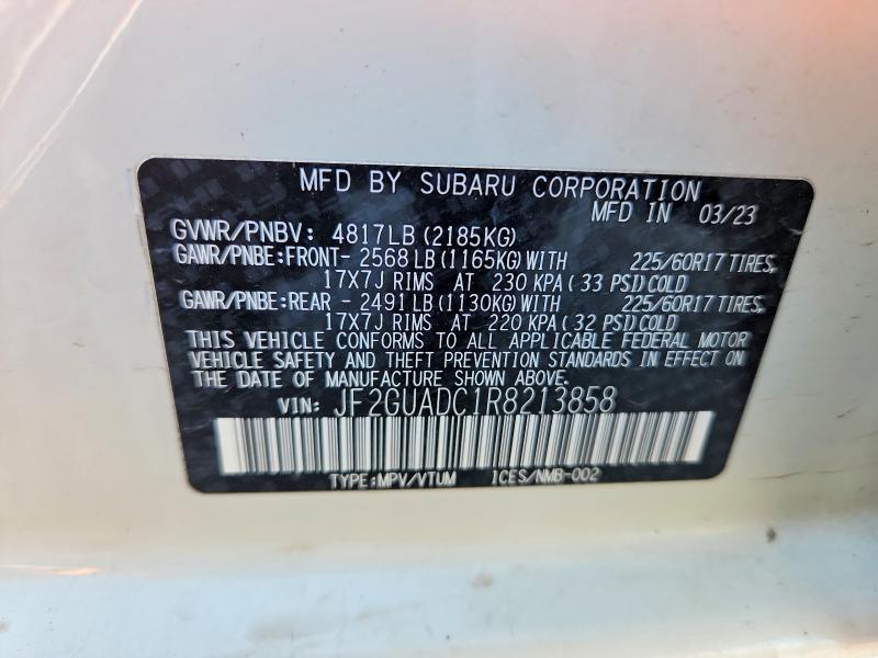 Продаж на аукціоні авто 2024 Subaru Crosstrek, vin: JF2GUADC1R8213858, номер лоту: 62304156