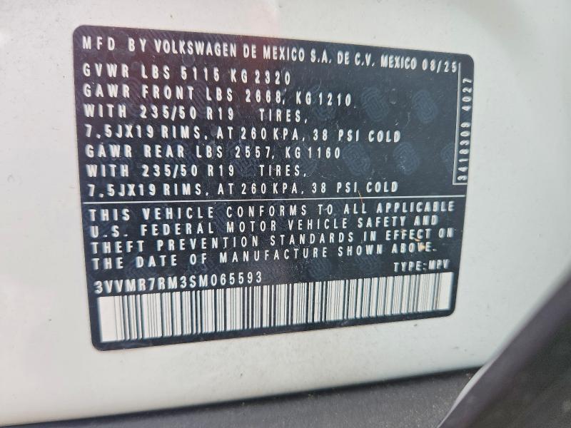 Aukcja sprzedaży 2025 Volkswagen Tiguan, vin: 3VVMR7RM3SM065593, numer aukcji: 59831606