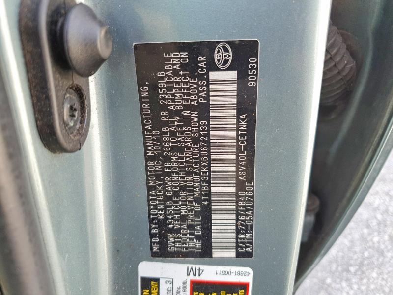 61740046 :رقم المزاد ، 4T1BF3EKXBU672139 vin ، 2011 Toyota Camry مزاد بيع