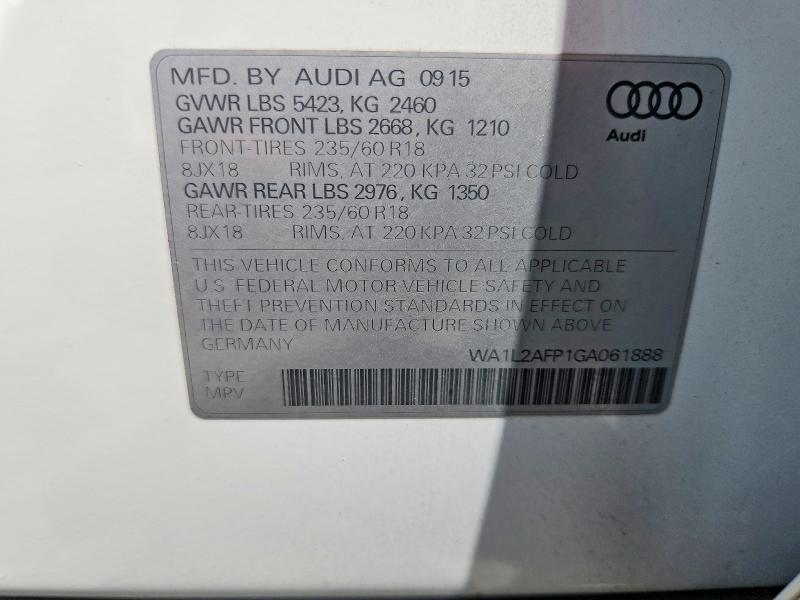 59280766 :رقم المزاد ، WA1L2AFP1GA061888 vin ، 2016 Audi Q5 مزاد بيع