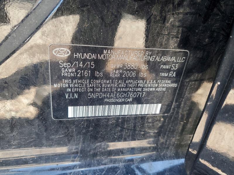 Aukcja sprzedaży 2016 Hyundai Elantra, vin: 5NPDH4AE6GH760717, numer aukcji: 59692906